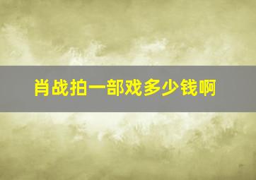 肖战拍一部戏多少钱啊