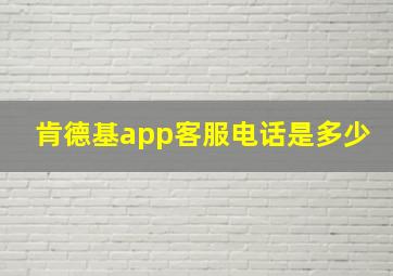 肯德基app客服电话是多少