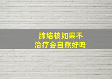 肺结核如果不治疗会自然好吗