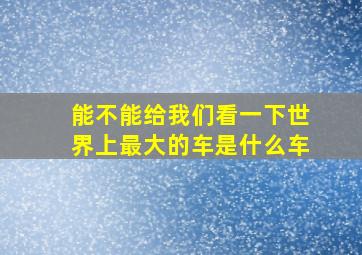 能不能给我们看一下世界上最大的车是什么车