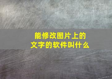 能修改图片上的文字的软件叫什么