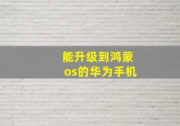 能升级到鸿蒙os的华为手机