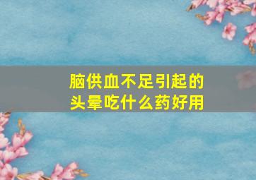 脑供血不足引起的头晕吃什么药好用