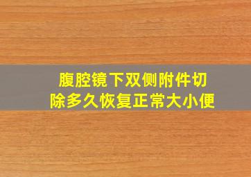 腹腔镜下双侧附件切除多久恢复正常大小便