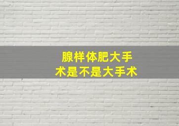 腺样体肥大手术是不是大手术