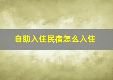 自助入住民宿怎么入住