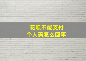 花呗不能支付个人码怎么回事