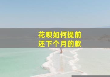 花呗如何提前还下个月的款