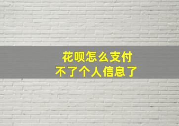 花呗怎么支付不了个人信息了