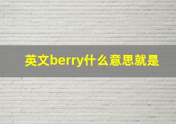 英文berry什么意思就是