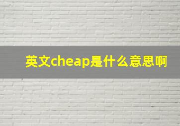 英文cheap是什么意思啊