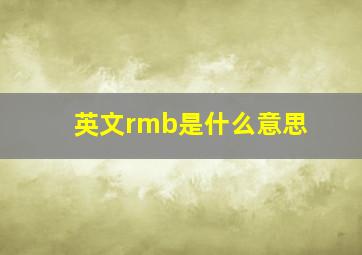 英文rmb是什么意思