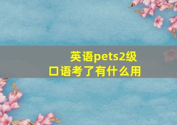 英语pets2级口语考了有什么用