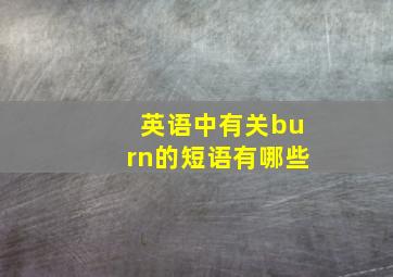 英语中有关burn的短语有哪些