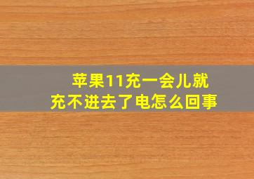 苹果11充一会儿就充不进去了电怎么回事