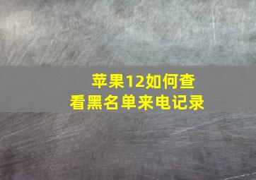 苹果12如何查看黑名单来电记录