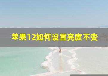 苹果12如何设置亮度不变