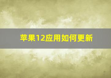 苹果12应用如何更新