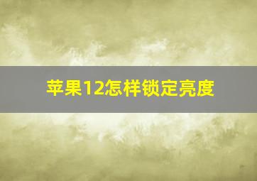 苹果12怎样锁定亮度