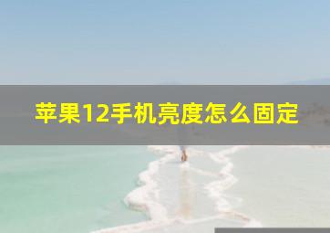 苹果12手机亮度怎么固定