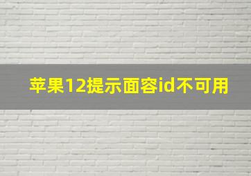 苹果12提示面容id不可用