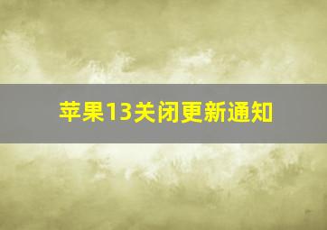 苹果13关闭更新通知