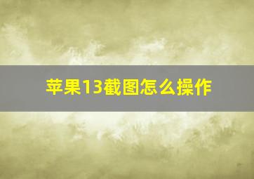 苹果13截图怎么操作