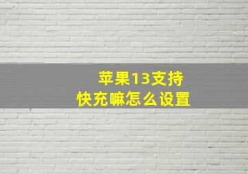 苹果13支持快充嘛怎么设置