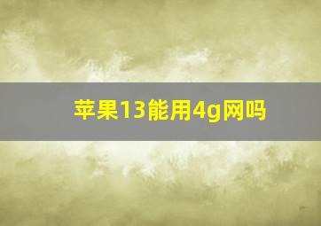 苹果13能用4g网吗