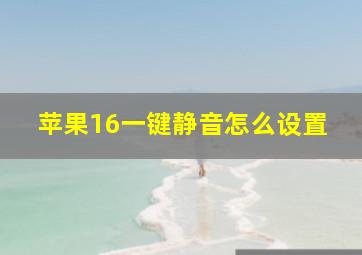 苹果16一键静音怎么设置