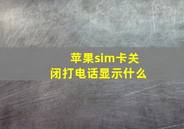 苹果sim卡关闭打电话显示什么