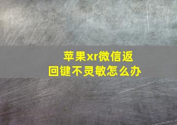 苹果xr微信返回键不灵敏怎么办