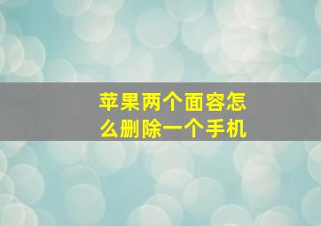 苹果两个面容怎么删除一个手机