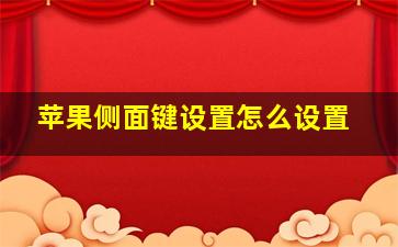 苹果侧面键设置怎么设置