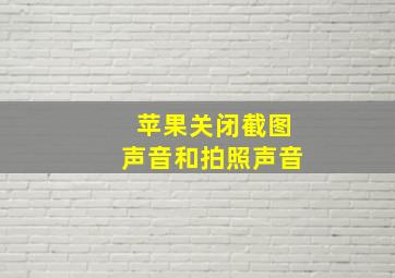 苹果关闭截图声音和拍照声音