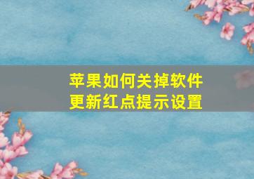 苹果如何关掉软件更新红点提示设置