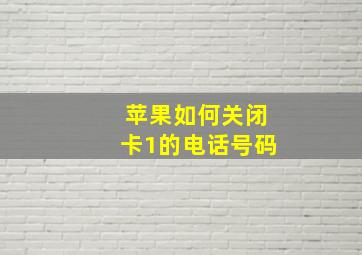 苹果如何关闭卡1的电话号码