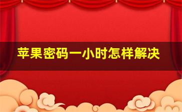 苹果密码一小时怎样解决