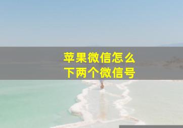 苹果微信怎么下两个微信号