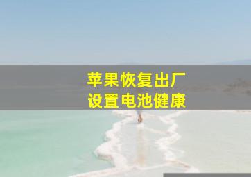 苹果恢复出厂设置电池健康