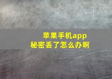 苹果手机app秘密丢了怎么办啊