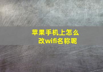 苹果手机上怎么改wifi名称呢