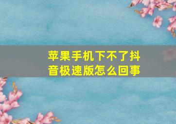 苹果手机下不了抖音极速版怎么回事