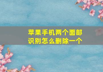 苹果手机两个面部识别怎么删除一个