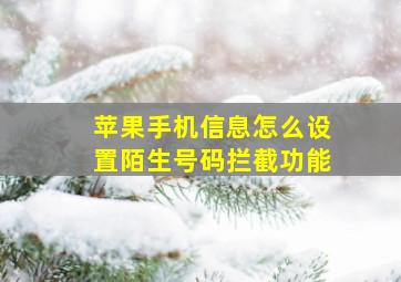 苹果手机信息怎么设置陌生号码拦截功能