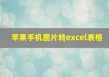 苹果手机图片转excel表格