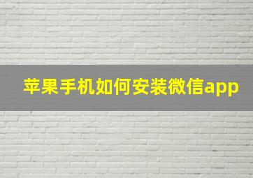 苹果手机如何安装微信app