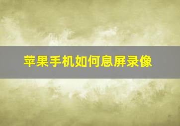 苹果手机如何息屏录像