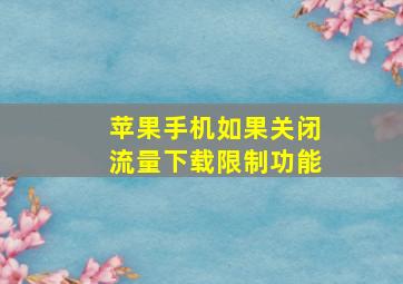 苹果手机如果关闭流量下载限制功能