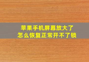 苹果手机屏幕放大了怎么恢复正常开不了锁